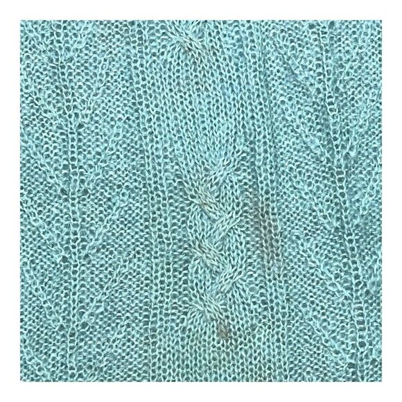 Michelle Stuart Blue Vintage Mohair Wool & Acrylic Sweater Small Cable Knit SEE - Picture 3 of 6